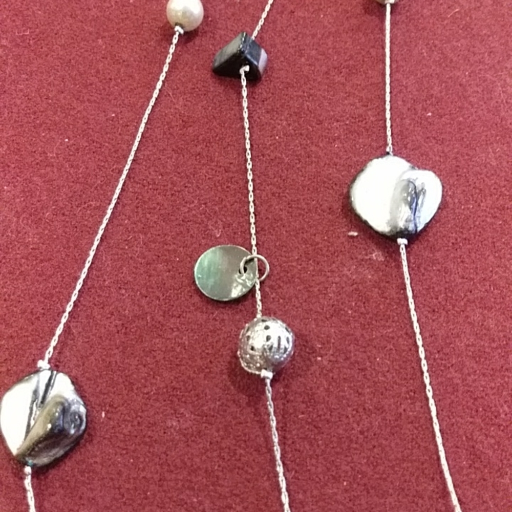 4 for $20 Fashion Jewelry Necklace Multi Strand Natural Stones Beads Silver - Picture 4 of 7
